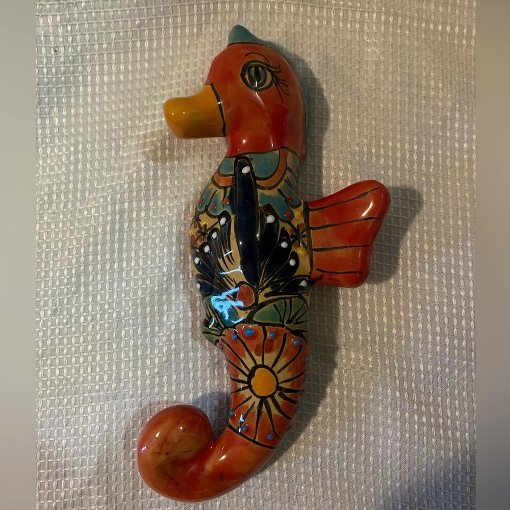 Telavera Handmade & Hand painted Pottery Seahorse Wall Art.